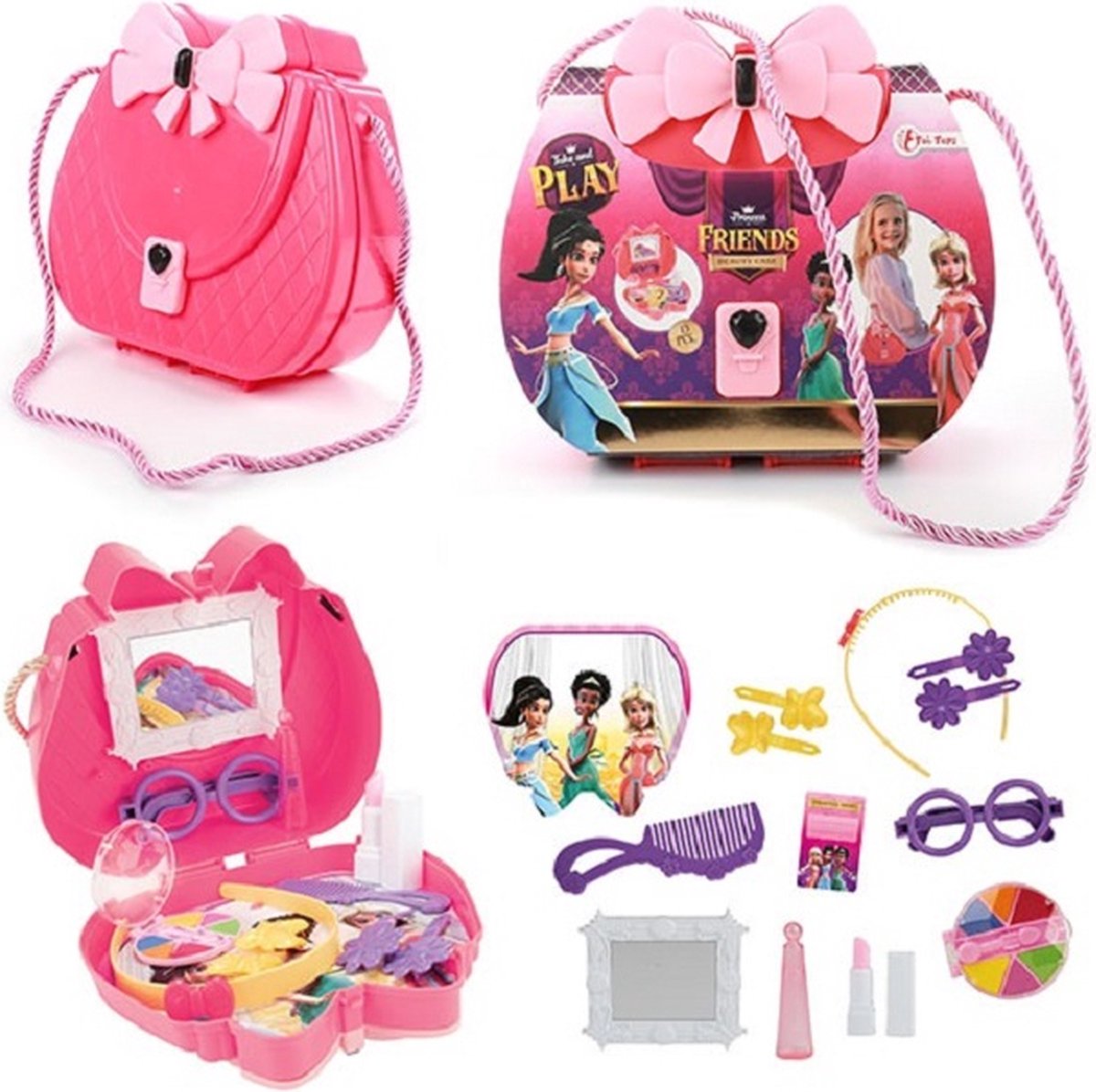 Princess Friends Beautyset visagist-kapperkoffer | kinder make-up en kapperset | beautykoffer-tas